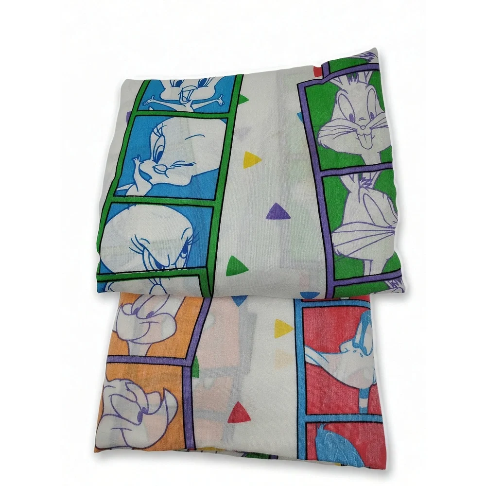Vintage 90's Looney Tunes Full Bed Sheet Set Fitted Sheet Warner Bros